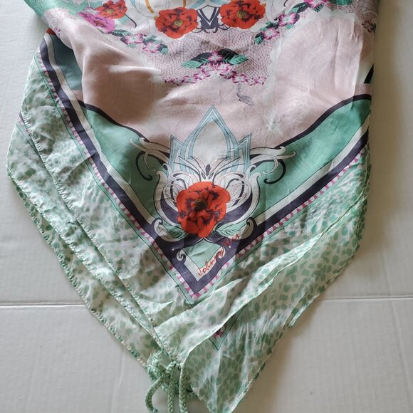 Johnny Was Beautiful Floral Tassel Square Scarf - Picture 9 of 11